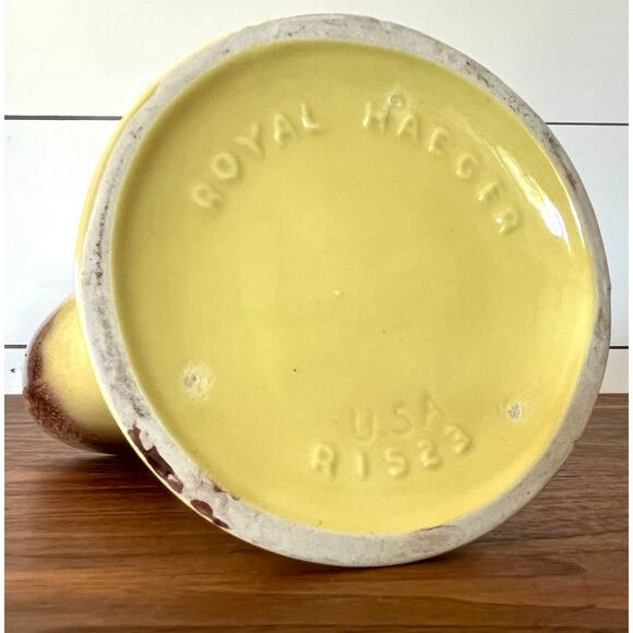 Royal Haeger Glazed Ceramic Yellow Brown Tulip Vase Ceramic Blended Beaded Base - Picture 10 of 13